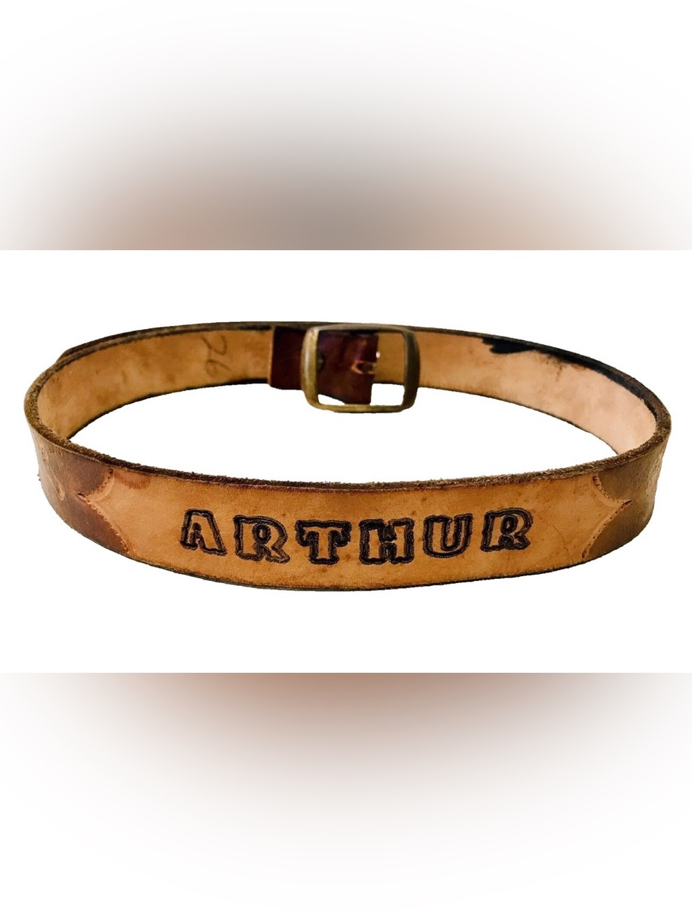 Vintage 1980’s Horses Leather Belt Youth 31” Name Arthur Hand Tooled Cowboy